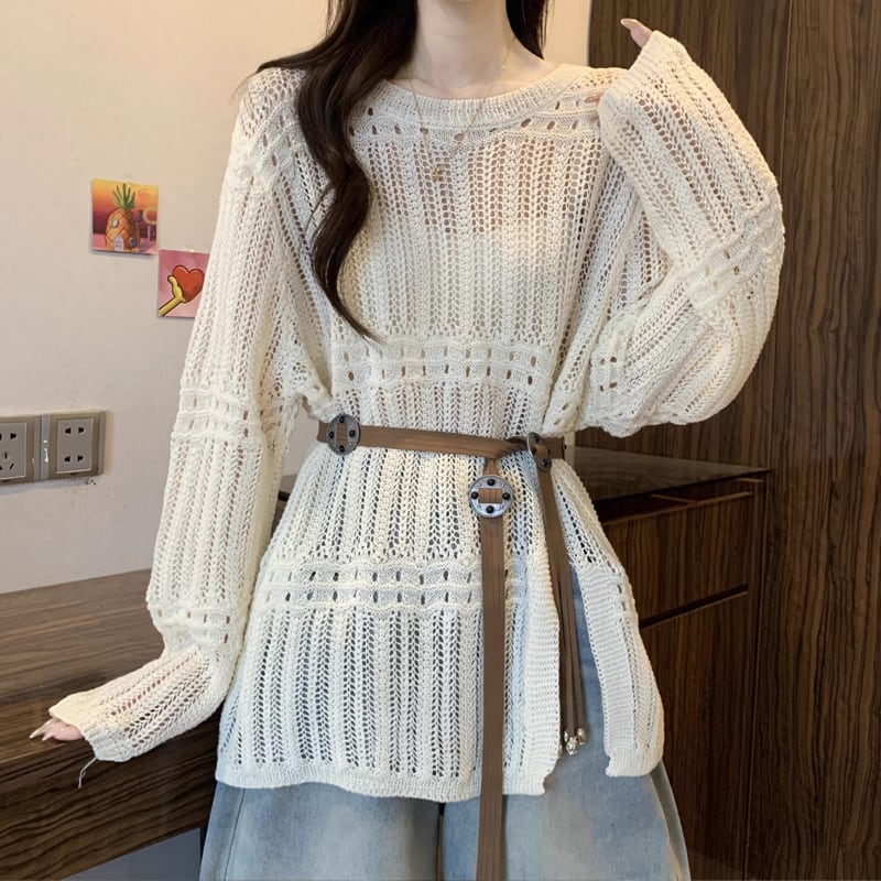 【tops】透かしニットトップス Q8304