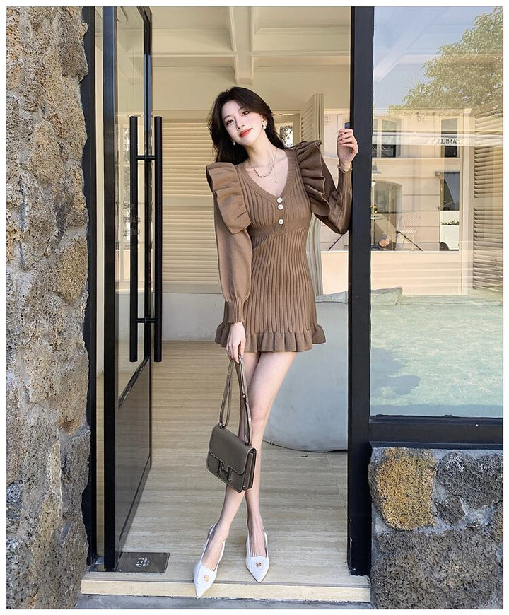 【dress】フリルニットワンピース　M28791