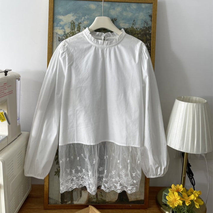 【tops】レース切り替えブラウス　M29703