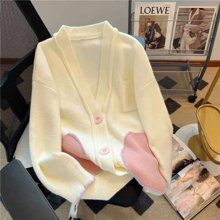 【outer】Vネックニットカーデ　M18388