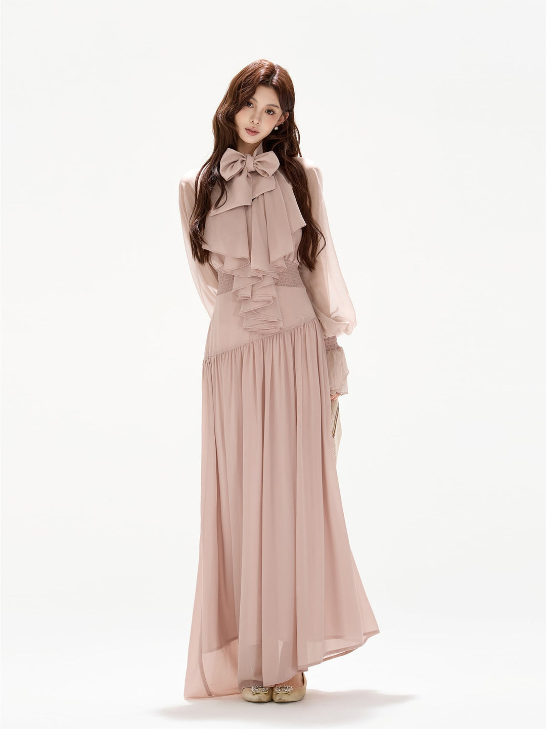 【dress】ボウタイロングワンピース　N3492