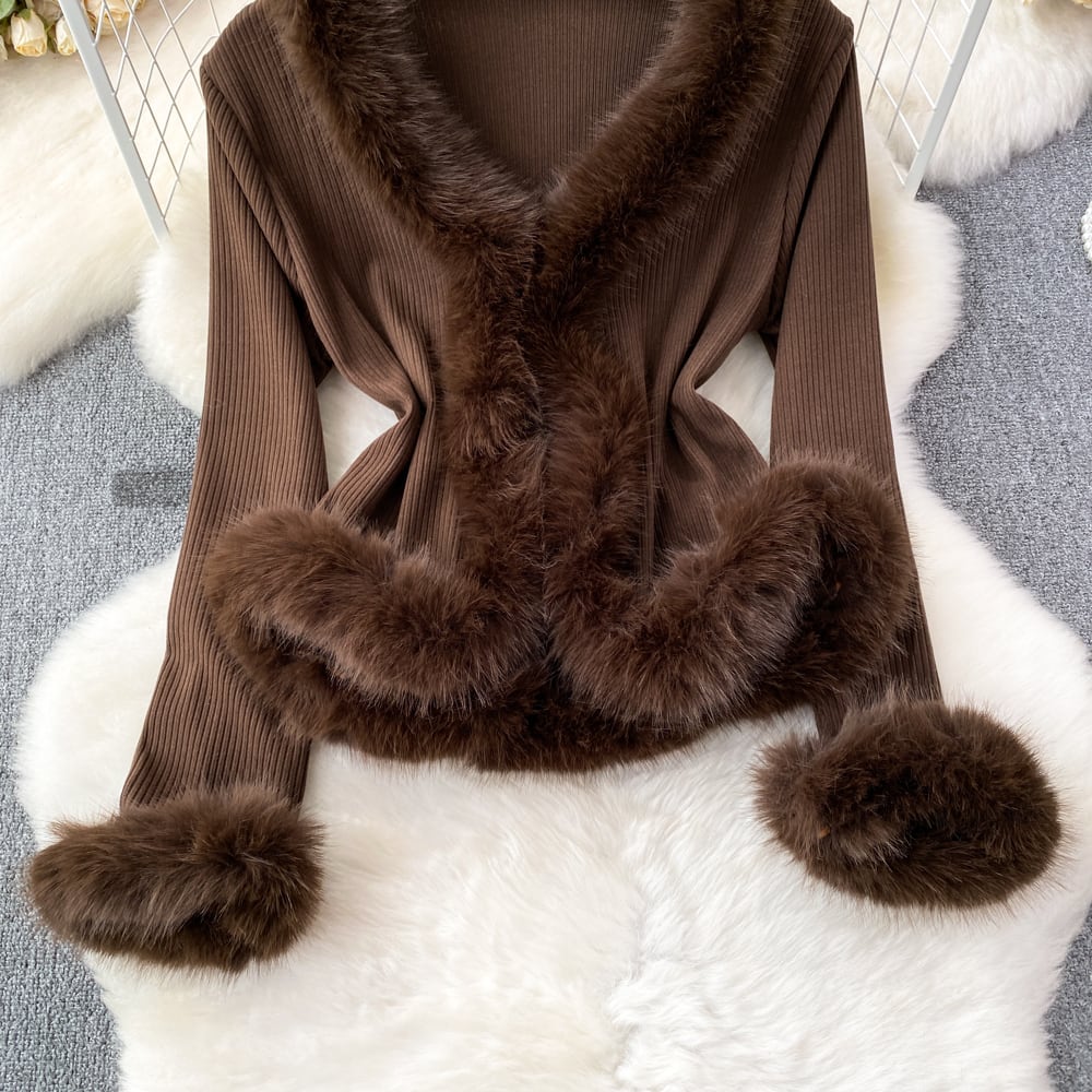 【outer】ファーニットカーデ　M26503