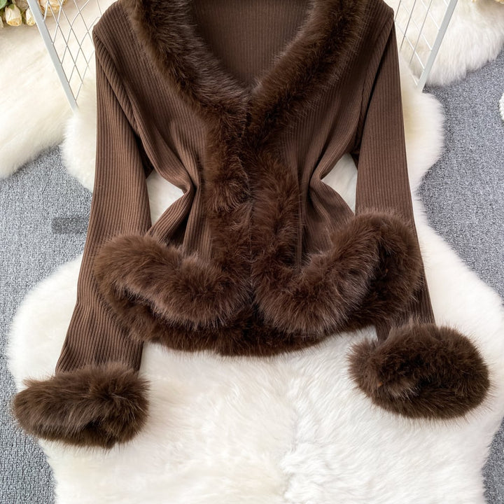 【outer】ファーニットカーデ　M26503
