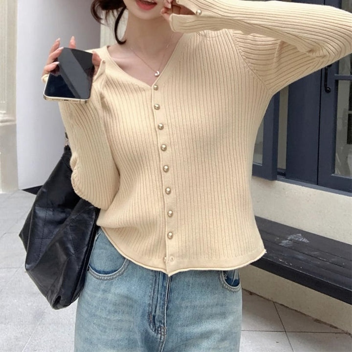 【outer】ボタンデザインニットカーデ　M26696