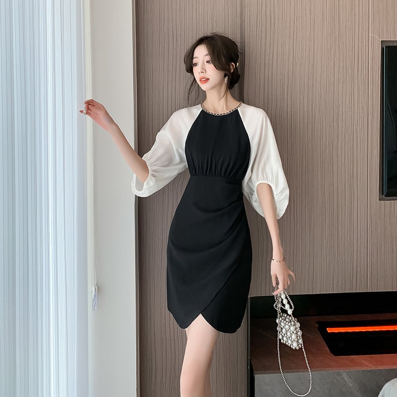 【dress】高級感 エレガント切り替えデートワンピース　M17499