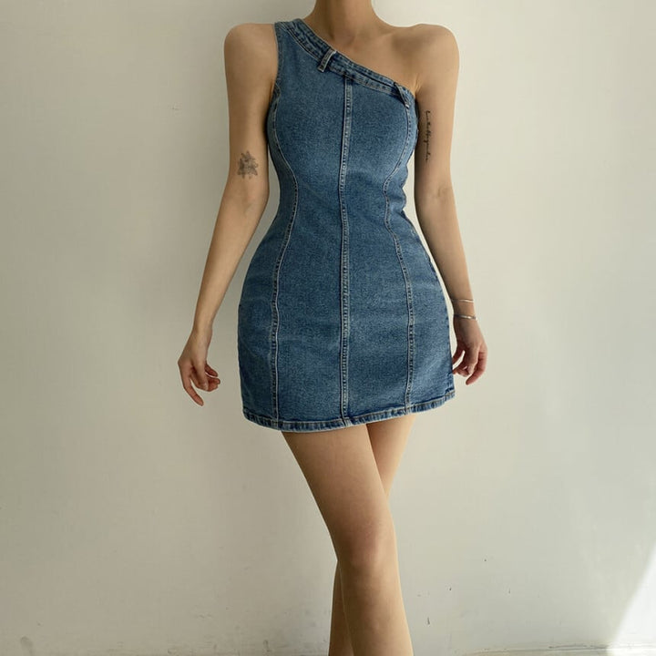 【dress】オフショルダーデニムワンピース　M25031