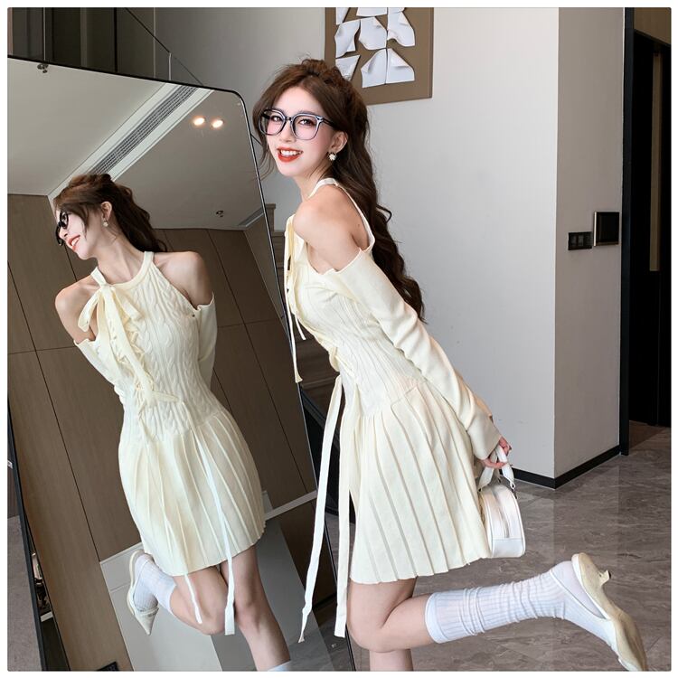 【dress】オフショルダーニットワンピース　M27465