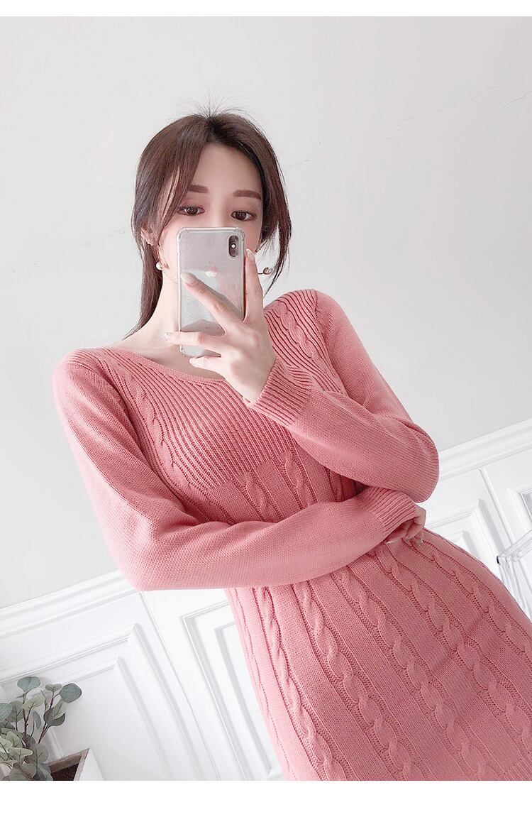 【dress】Vネックニットワンピース　M18577