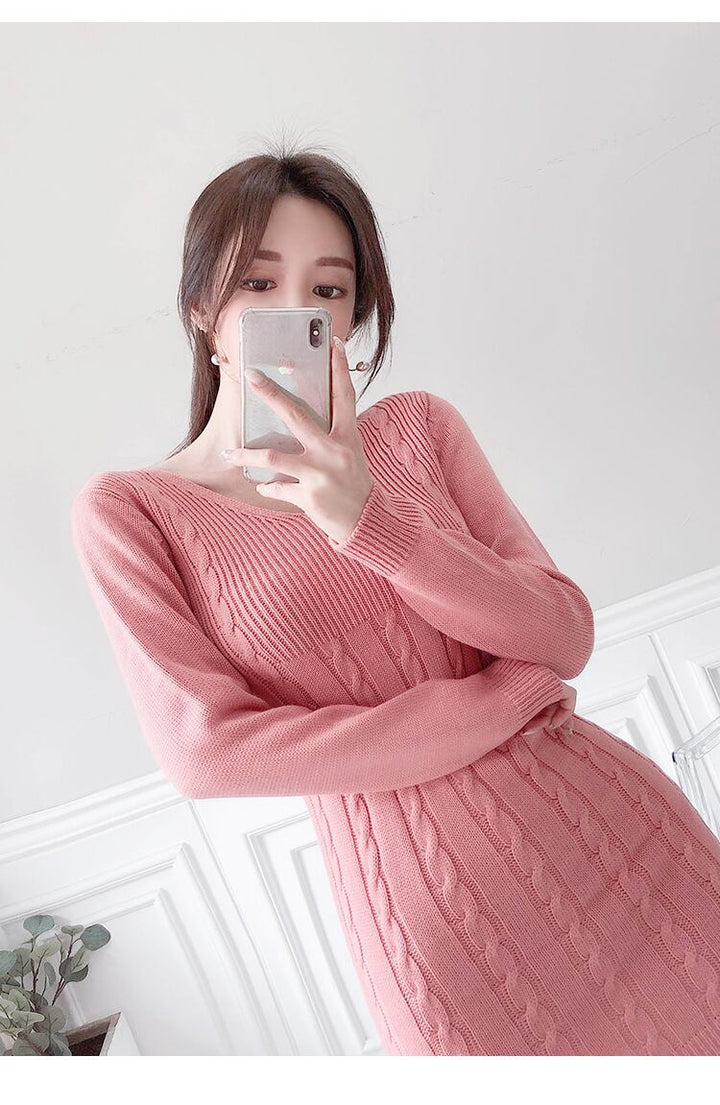 【dress】Vネックニットワンピース　M18577