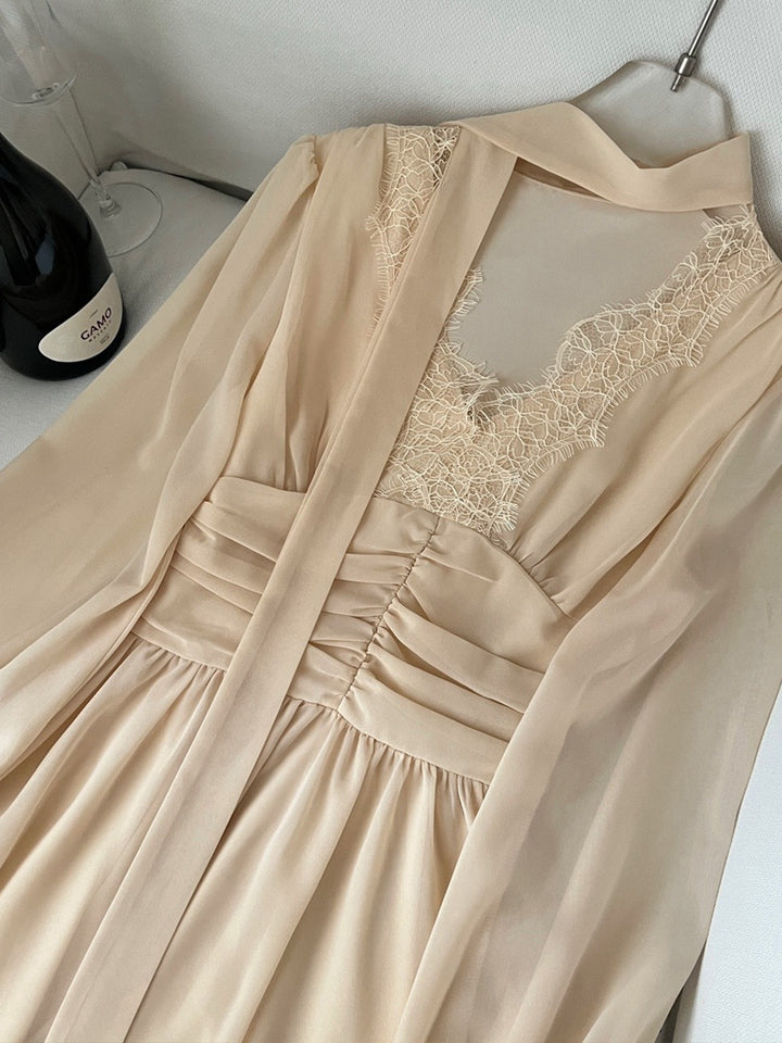 【dress】レースドッキングチュールワンピース Q9106
