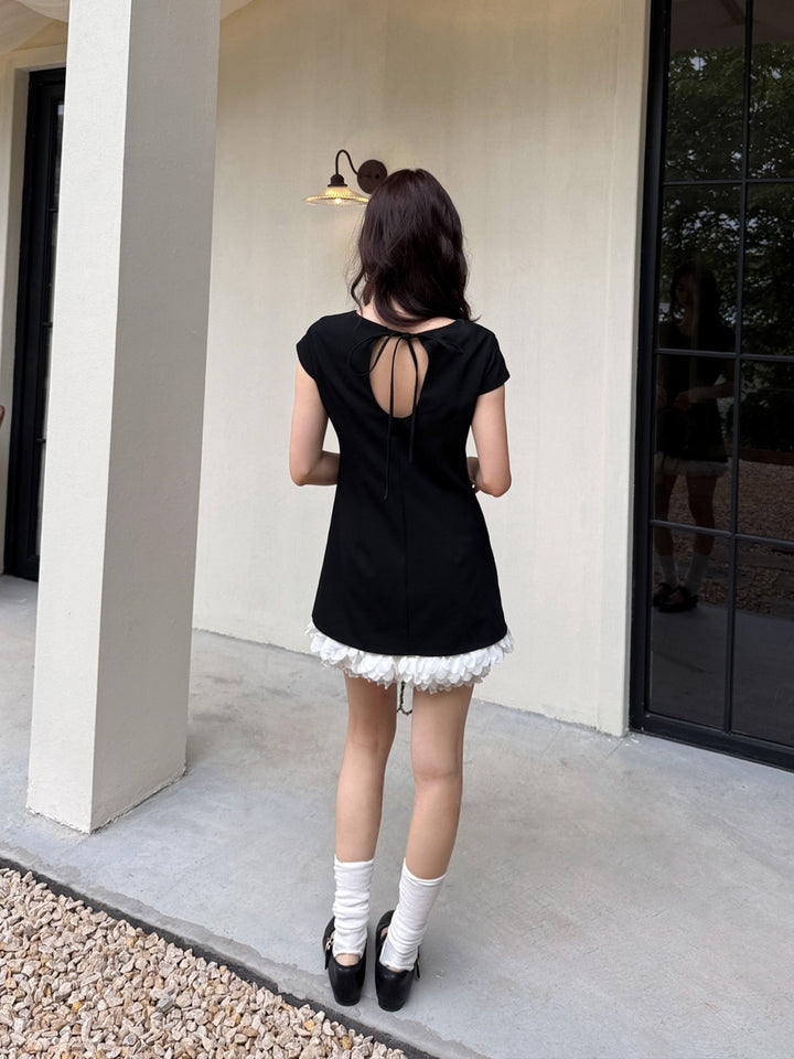 【dress】バックオーポンギャザーフリルミニワンピース Q8665