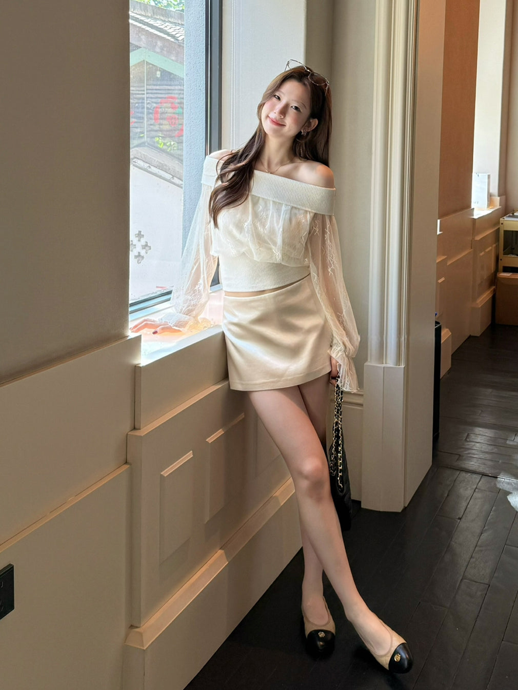 【tops】レースドッキングニットトップス Q9104
