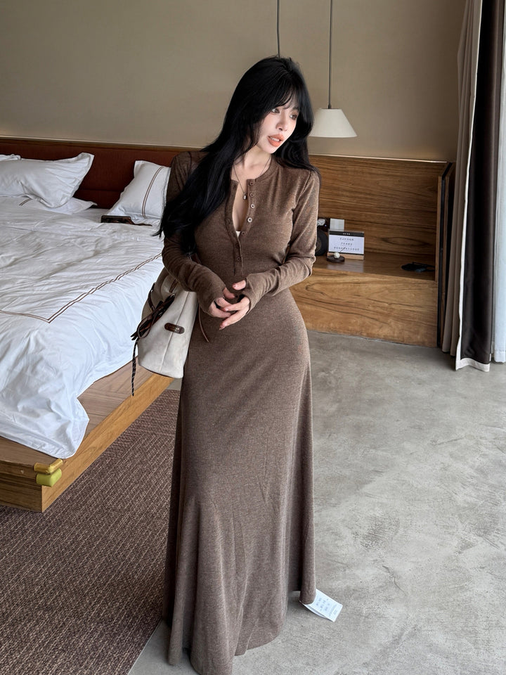 【dress】ロングニットワンピース Q9221