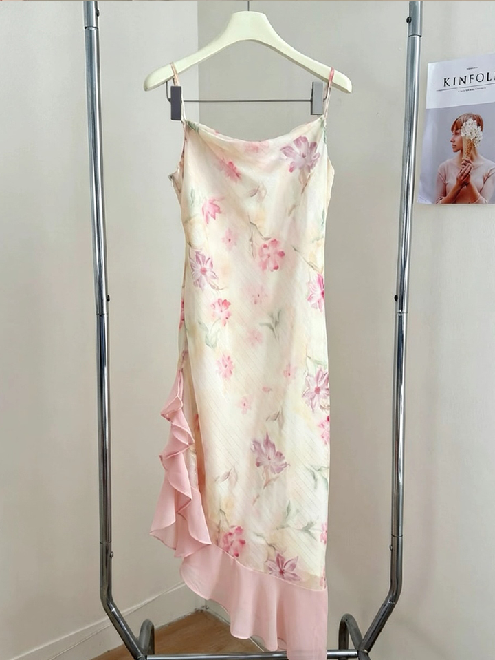 【dress】フラワー柄キャミワンピース Q8544