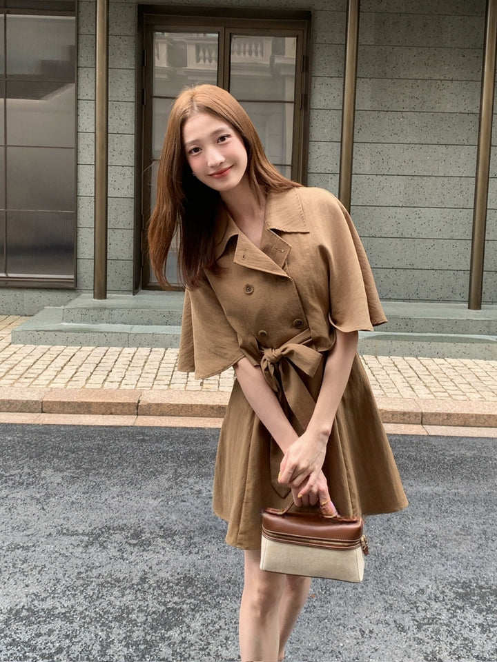 【dress】半袖ケープワンピース Q8963