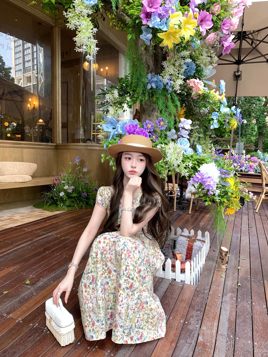 【dress】フラワー柄ワンピース Q8535