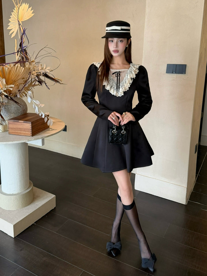 【dress】レースドッキングワンピース Q9080