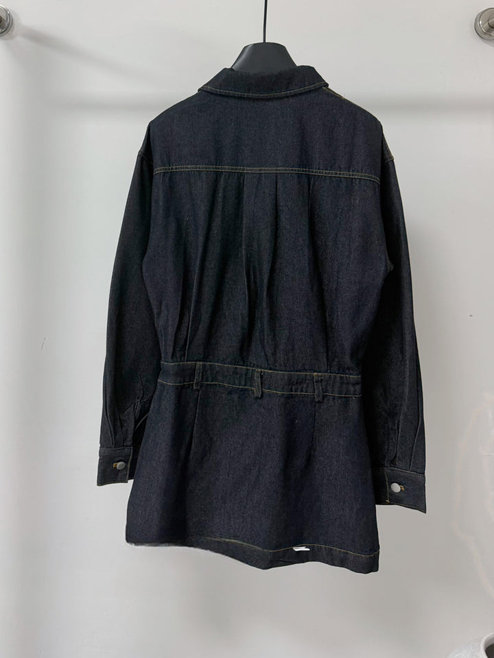 【dress】ベルト付きデニムワンピース Q8969