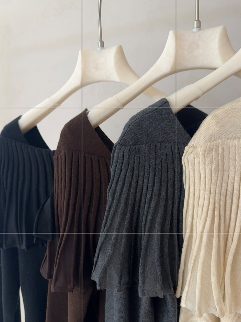 【tops】フレアカラーニットトップス Q9136