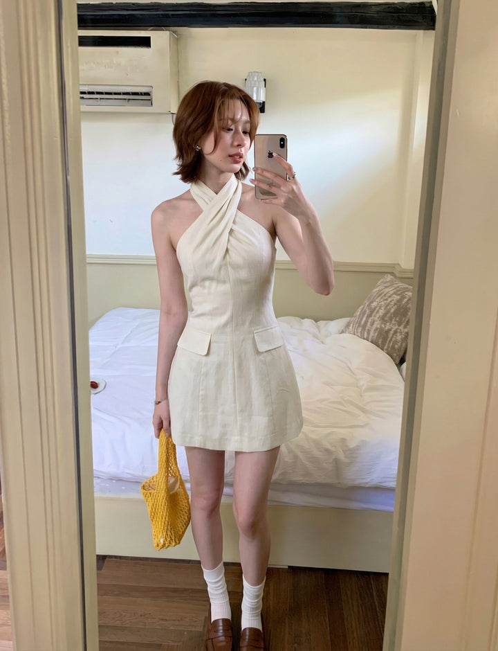 【dress】クロスネックミニワンピース Q8686