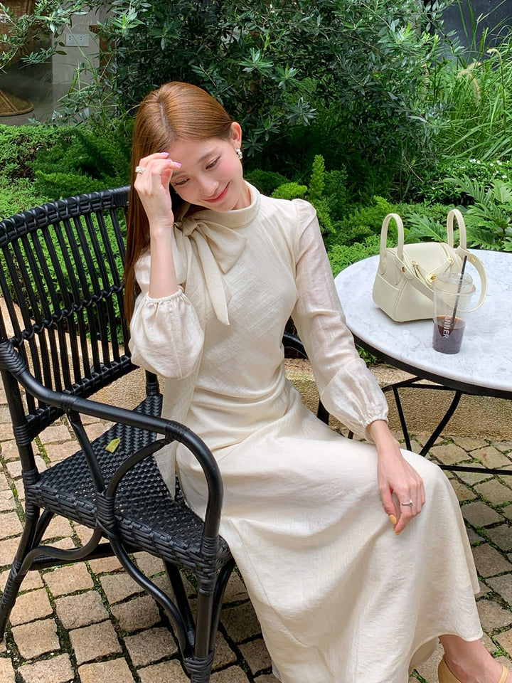 【dress】リボン付きロングワンピース Q8961