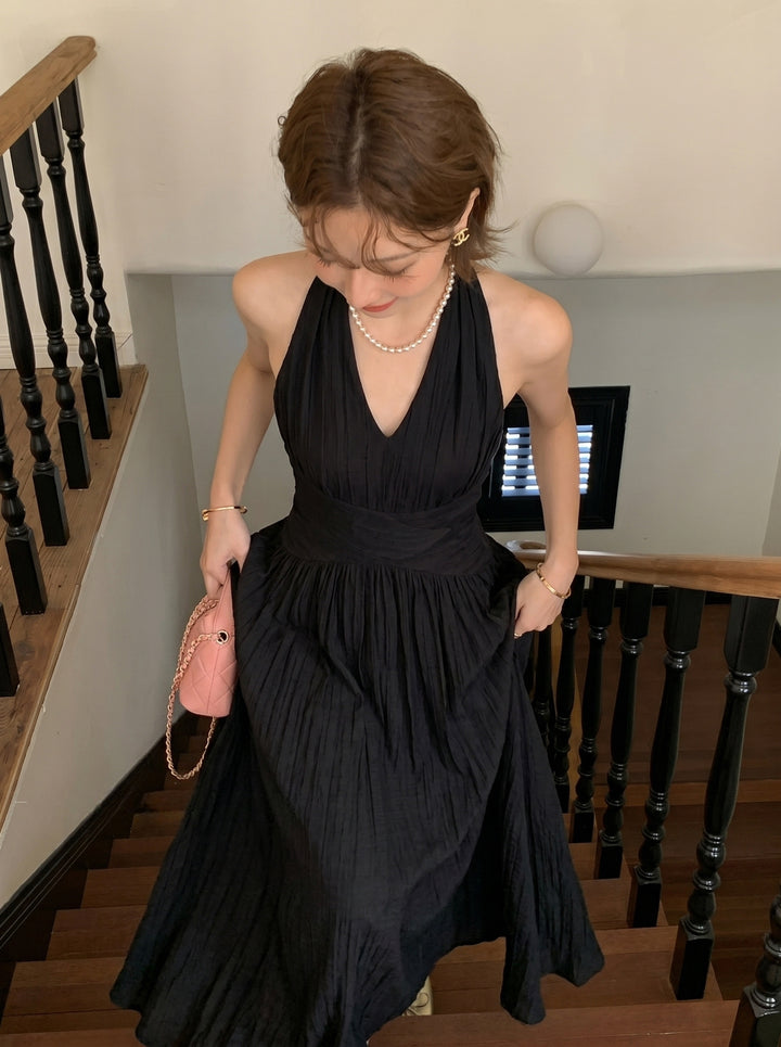 【dress】ノースリーブAラインロングワンピース Q8673