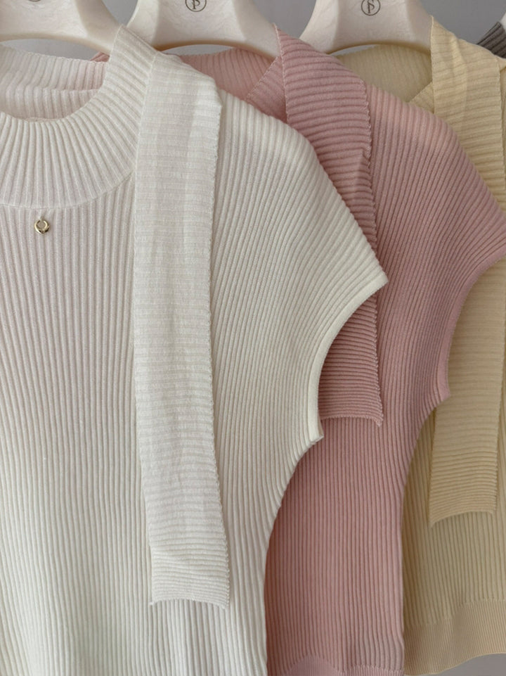 【tops】半袖ニットトップス Q9078
