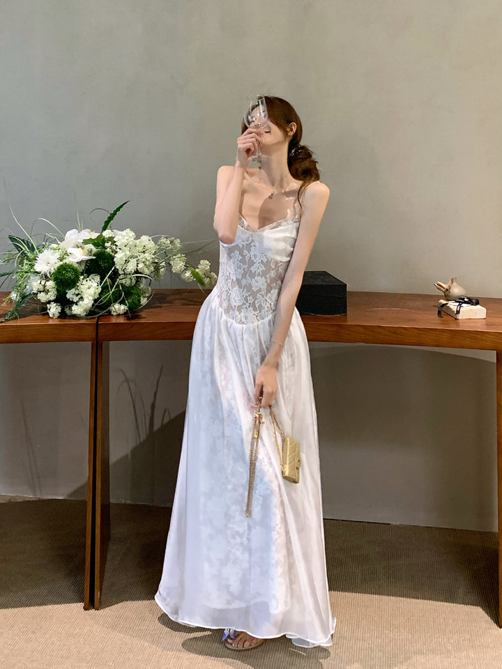 【dress】レースドッキングロングキャミワンピース Q8659