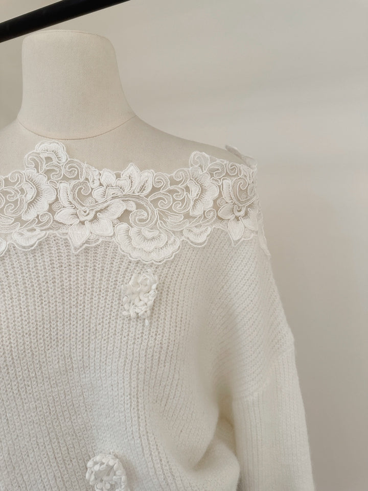 【tops】レースドッキングニットトップス Q9258
