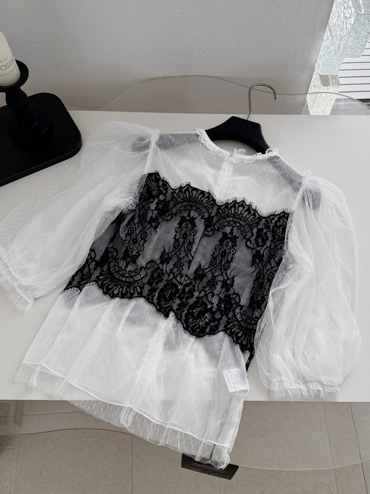 【set】レーストップス×ミニスカートセット Q8875
