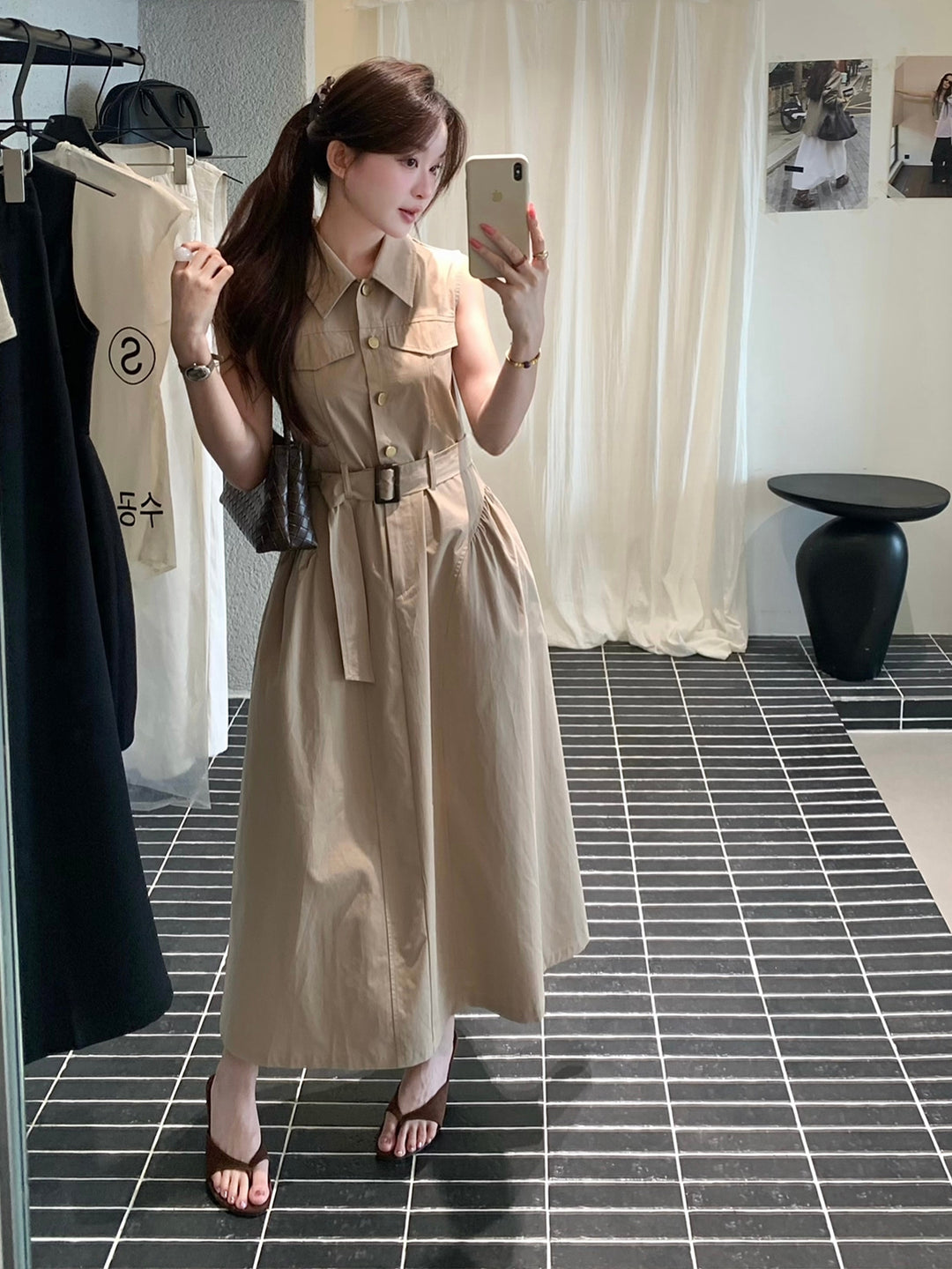 【dress】ノースリーブAラインワンピース Q8655