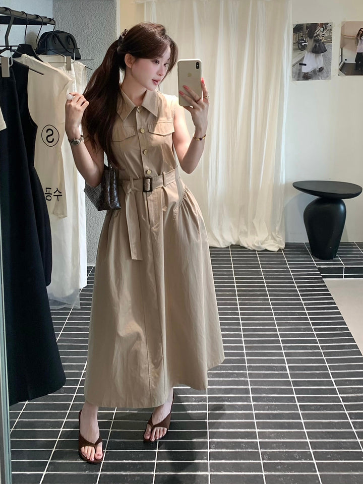 【dress】ノースリーブAラインワンピース Q8655