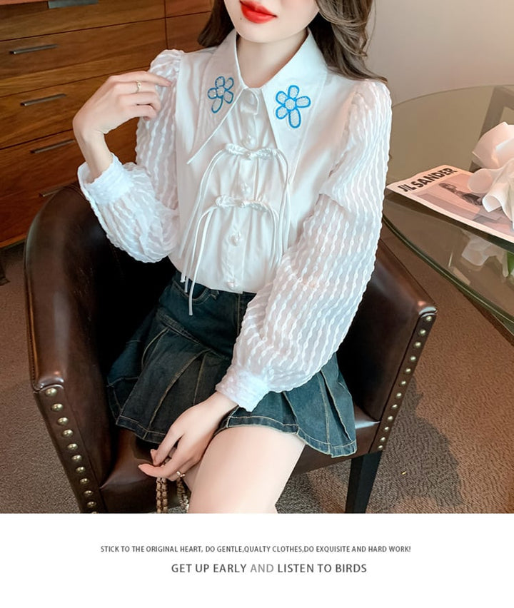 【tops】存在感 スウィートパフスリーブシャツトップス　M17649