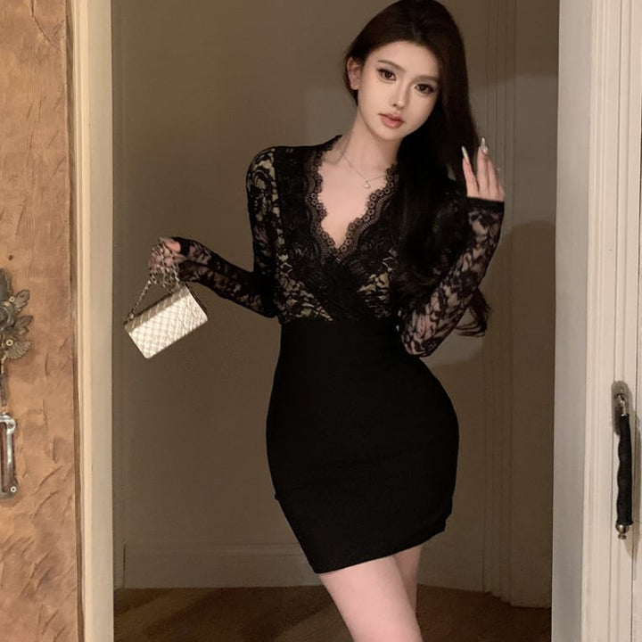 【dress】レース切り替ワンピース　M26542
