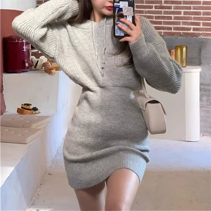 【dress】フード付きニットワンピース　M18367