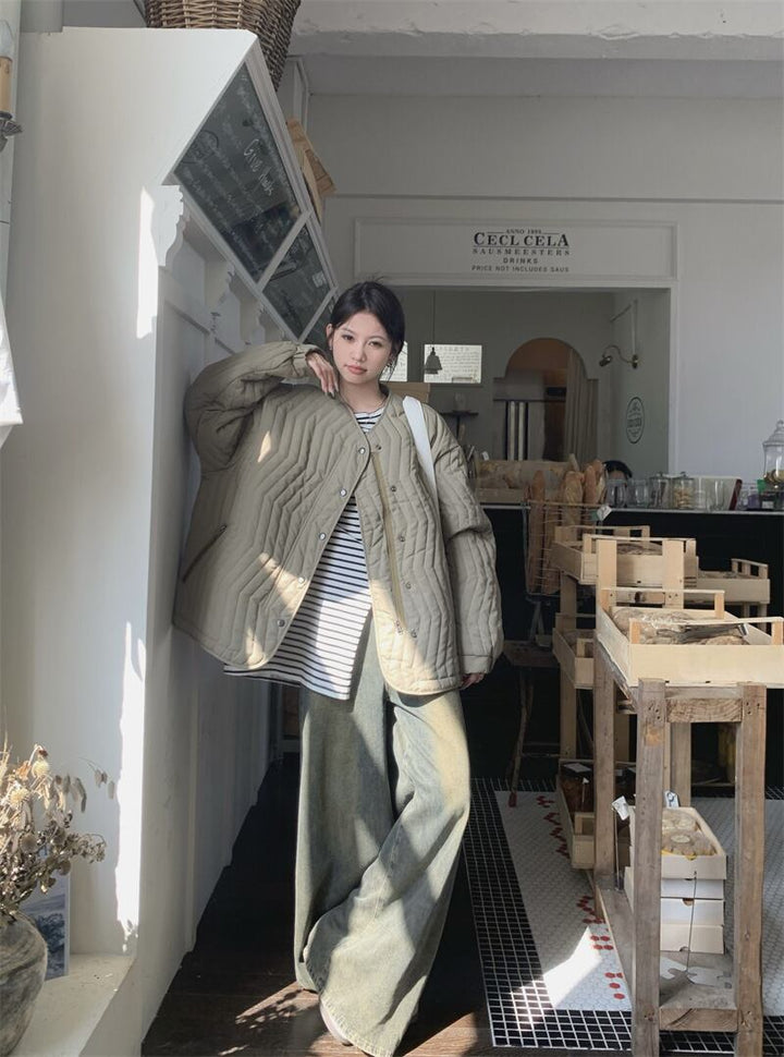 【outer】ラウンドネックショートダウン　M28264