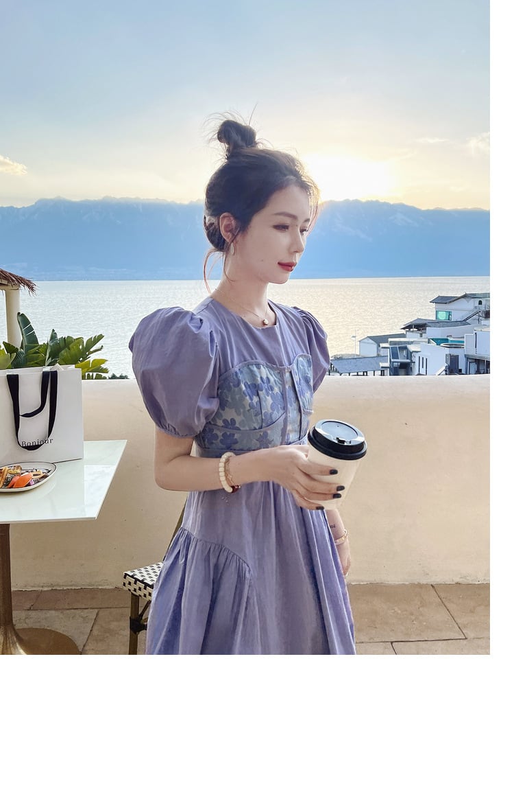 【dress】主役級スウィートパフスリーブワンピース超人気　M16858