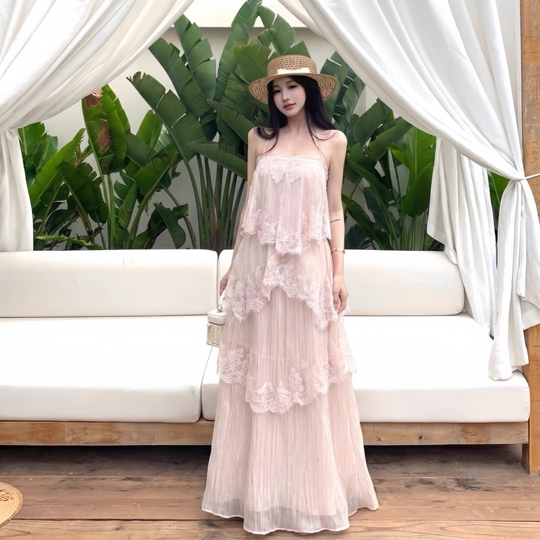 dress】レースドッキングティアードキャミワンピース K0557 – NANASTYLE