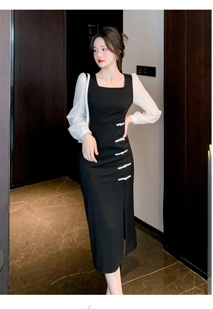 【dress】今季マストバイエレガント切り替えワンピース　M17420