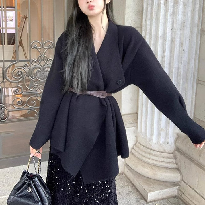 【outer】ニットコートベルト付き　M27022