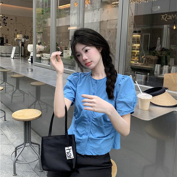 【tops】パフスリーブシャツトップス　M29692