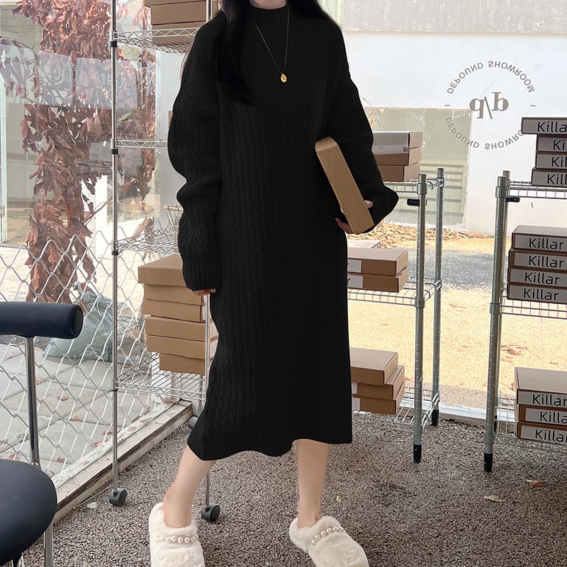 【dress】無地ニットワンピース　M18235