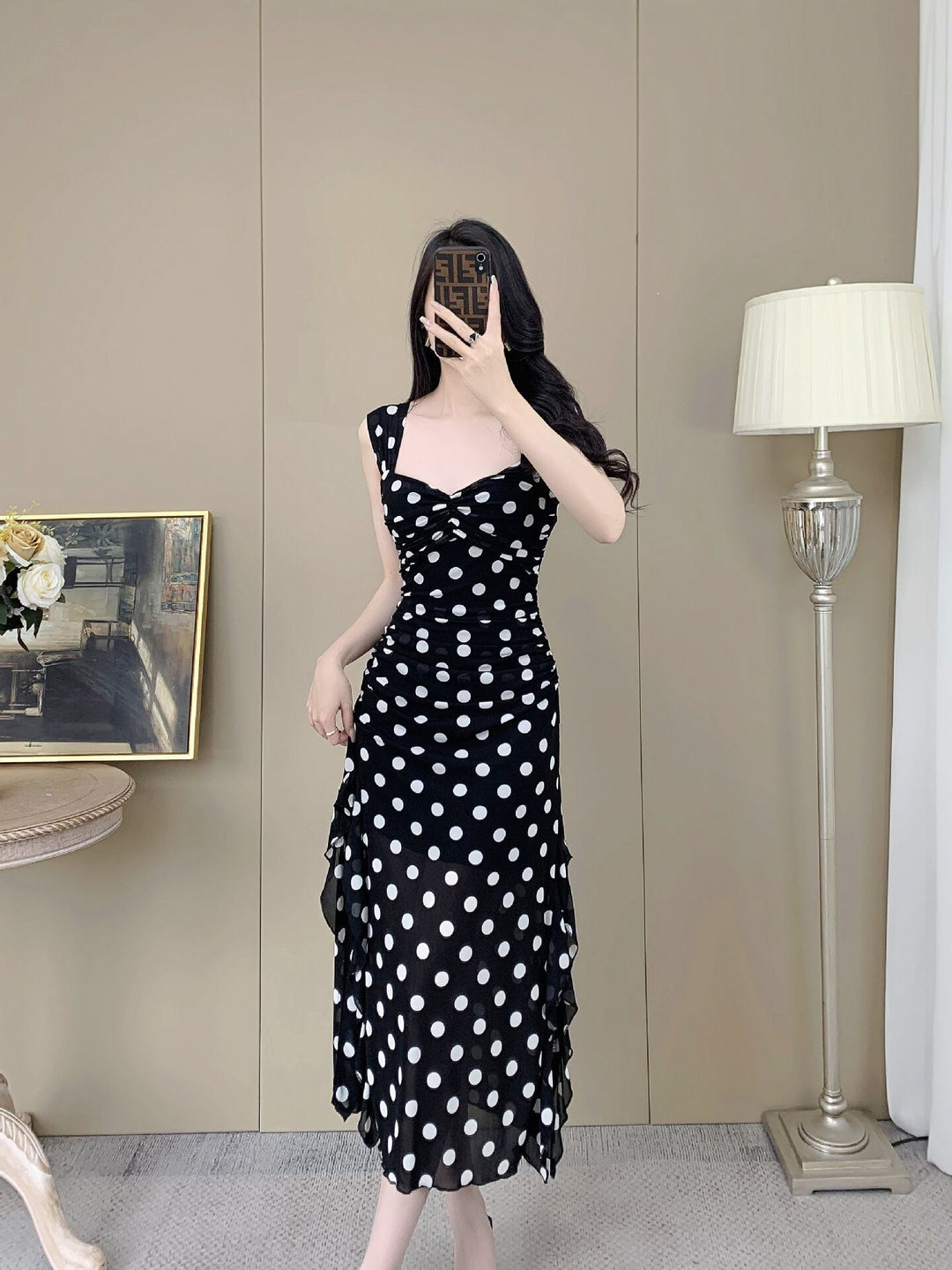 【dress】ドット柄キャミワンピース　M29994