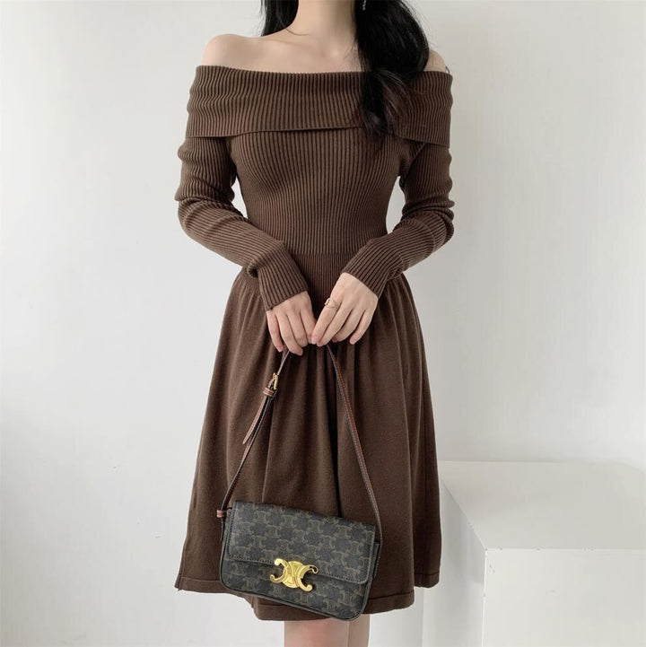 【dress】オフショルダーニットワンピース　M28032