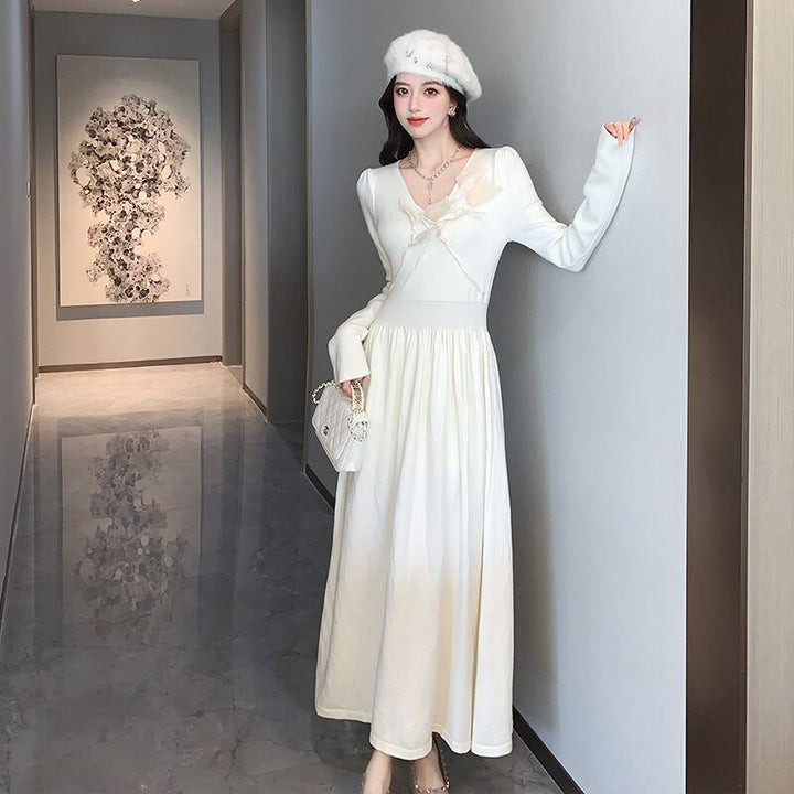 【dress】立体フラワーニットワンピース　M27827