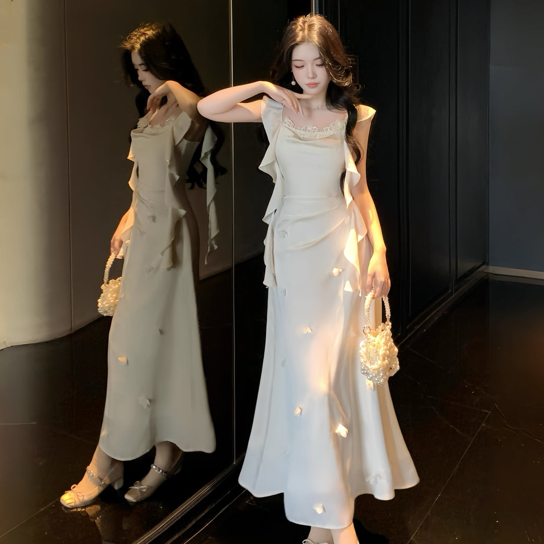 【dress】フリルマーメイドロングワンピース Q8407