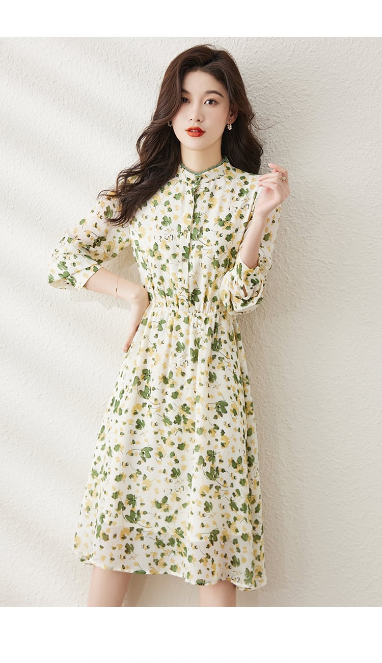 【dress】大人らしい スウィート花柄ワンピース着瘦せ　M17384