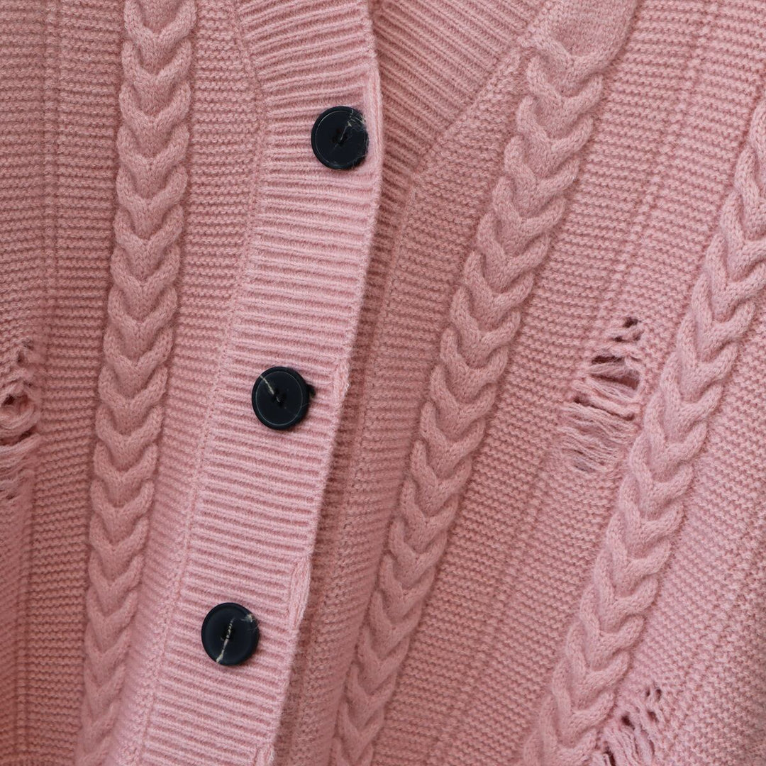 【outer】ダメージ加工ニットカーデ　M19094