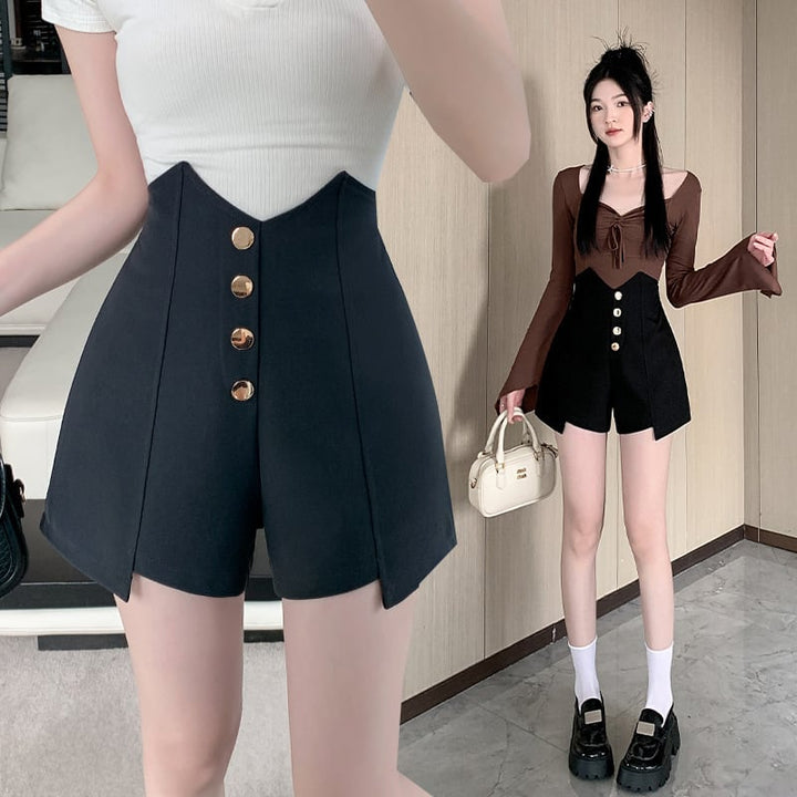 【bottoms】ハイウエストショートパンツ　M29466