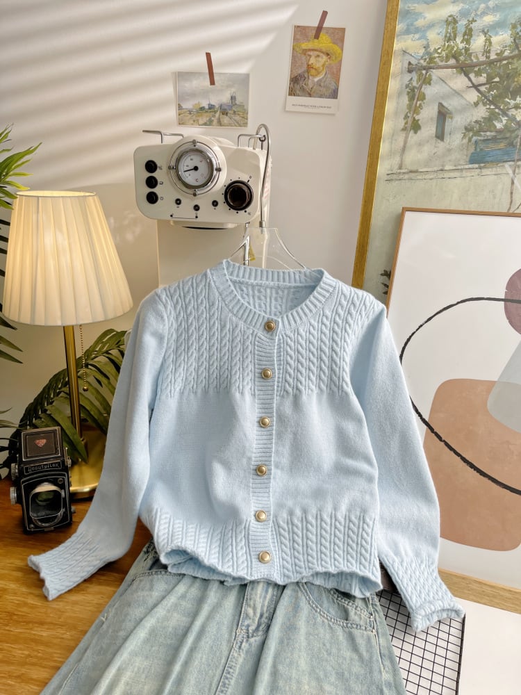 【outer】クルーネックニットカーデ　M25884